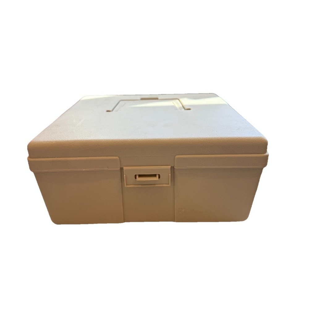 Vintage Sterling Plastics Check File Latching Box - Plastic Storage Box Beige